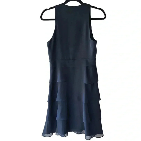 ANN TAYLOR | NWOT | BLACK SLEEVELESS TIERED RUFFLE DRESS | SIZE: 8 - Picture 6 of 9